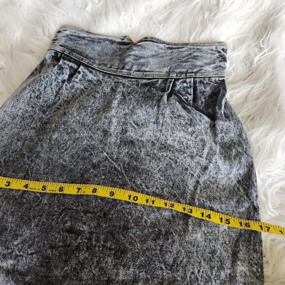 Vtg 80s Acid Wash Jean Denim Maxi Skirt Western W27" Straight Ultra High Waist - Picture 8 of 14